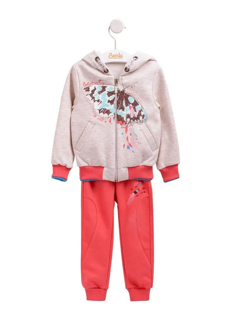 Коралловый демисезонный костюм спортивный на девочку кс 559 бемби брючный Бембі