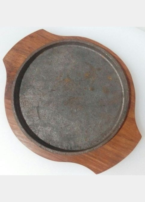 Сковорідка чавунна порционная кругла 20 см на дерев'яної підставці 9934 Empire (275863106)