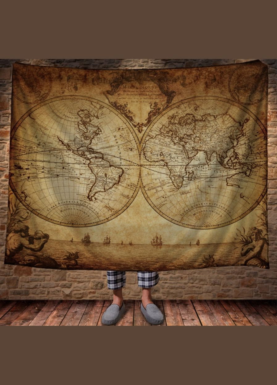 Плед з 3D принтом-Вінтажна карта світу Перша Креативна мануфактура PERFECTUS Плед (301868895)