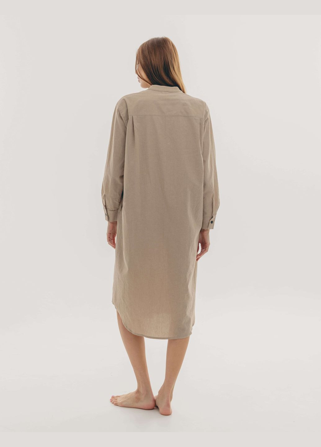 Бежевое повседневный платье-рубашка almond m-l рубашка Leglo