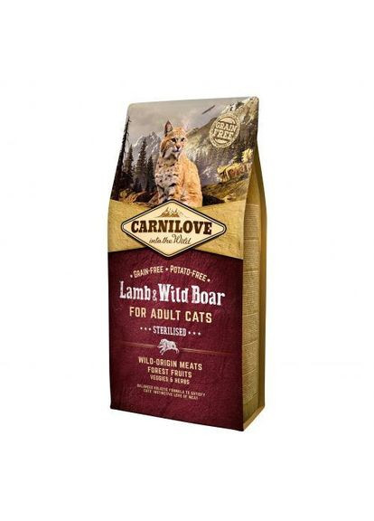 Сухий корм Cat Sterilised для стерилізованих котів, ягня та кабан, 6 кг (*) Carnilove (323219679)