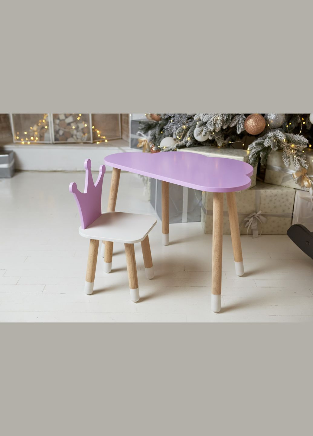 Стол облако и стульчик коронка фиолетовый детский. Столик для еды, гор, занятий. No Brand (361259082)