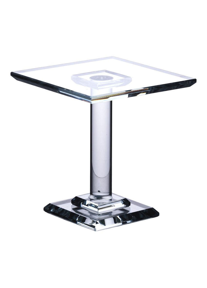 Тортовница стеклянная квадратная на ножке 12×12×13 см стойка для десертов капкейков и тортов ProDobro (364191055)