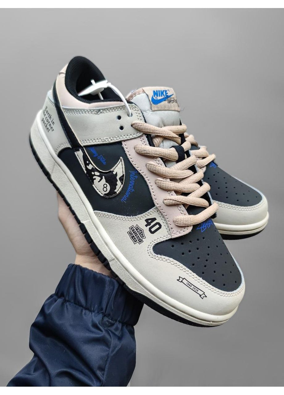 Черные демисезонные кроссовки мужские nike sb dunk low x stussy 40th v2 найк сб данк No Brand