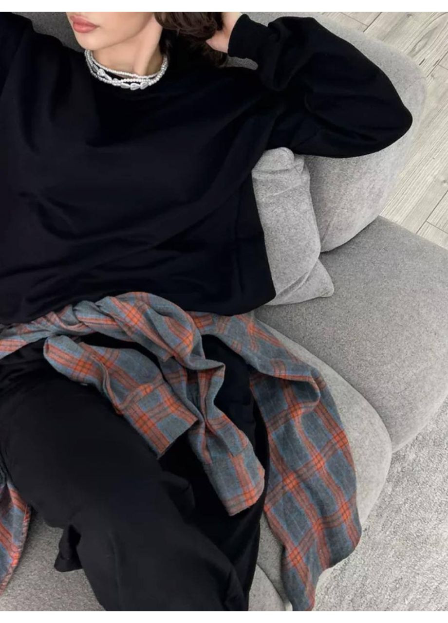 Черный 🖤оверсайз свитшот из премиальной турецкой петли | размерная сетка в описании DK/DL Мода без кордонів однотонный без декора (360889959)