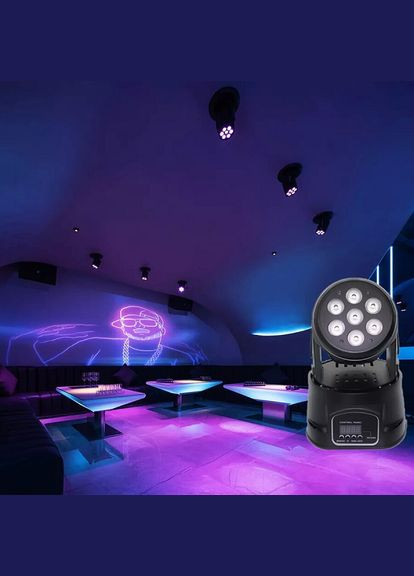 DJ-710, 7 потужних LED RGB, cвітломузика з пультом, лазерний диско проектор 540° Energolux (319210647)