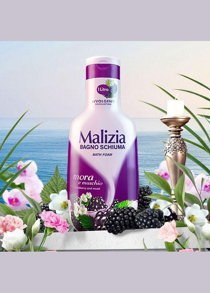 Гель-пена для душа и ванны Релаксирующая Bagno Schiuma Bath Foam Avvolgente Mora Muschio Мализия из Ежевика и Мускус 1000мл Malizia (330619376)