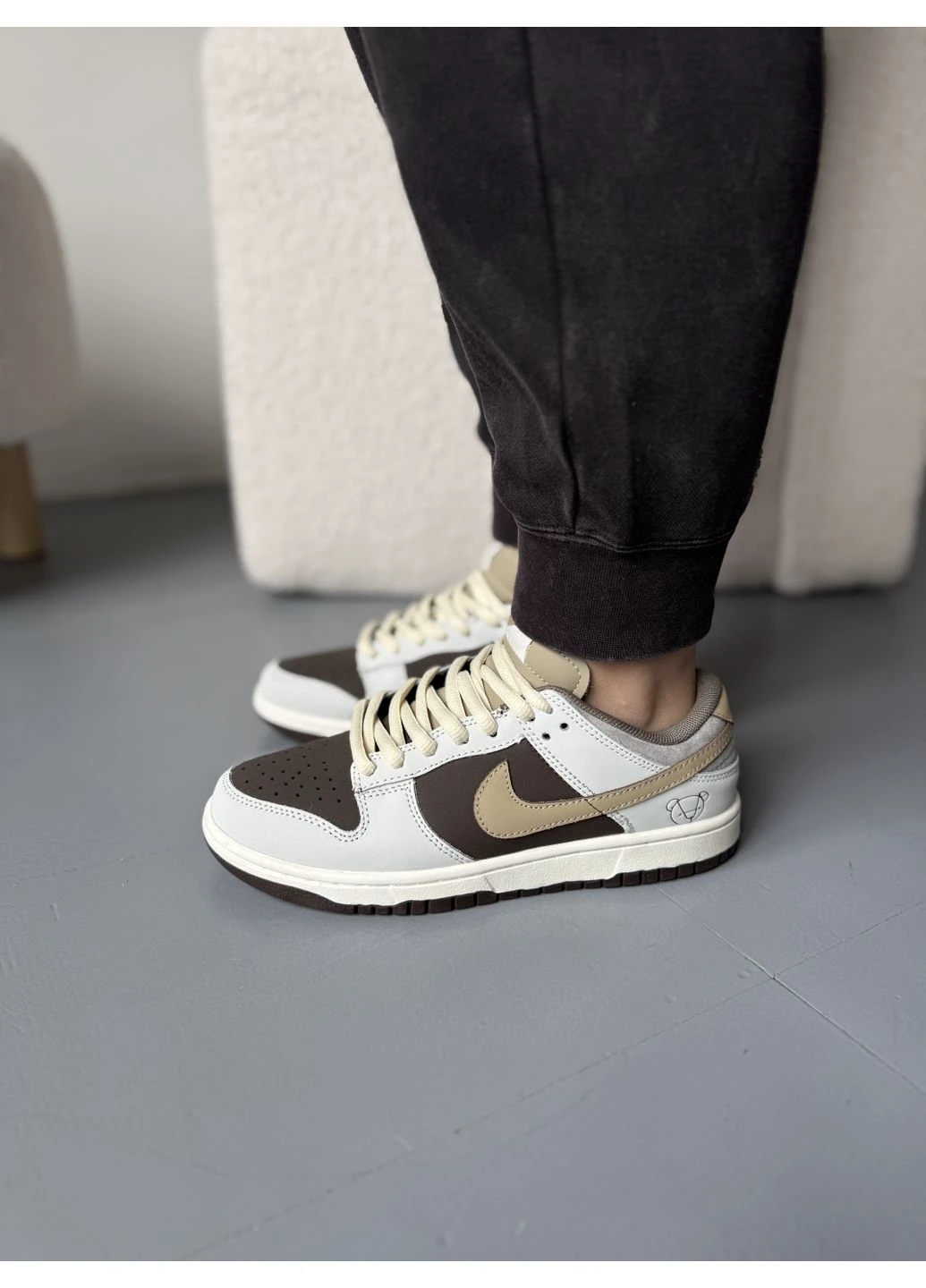 Коричневі літні кросівки nike dunk low teddy bear brown найк данк коричневі No Brand
