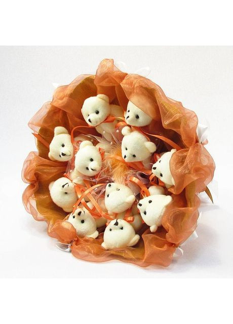 Букет из мягких игрушек 11 мишек терракотовый подарок для девочек милый сувенир из медвежат Igratoria (368755580)