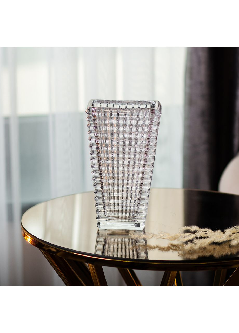 Прямокутна ваза для квітів зі скла 17 см прозора ваза для квітів декор для дому ProDobro (364190218)