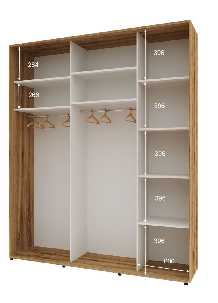Шкаф-купе трехдверный Комфорт Мебель 180*60*210 см Дуб золотой 3 двери ДСП Стандарт Комфорт Меблі (360437575)