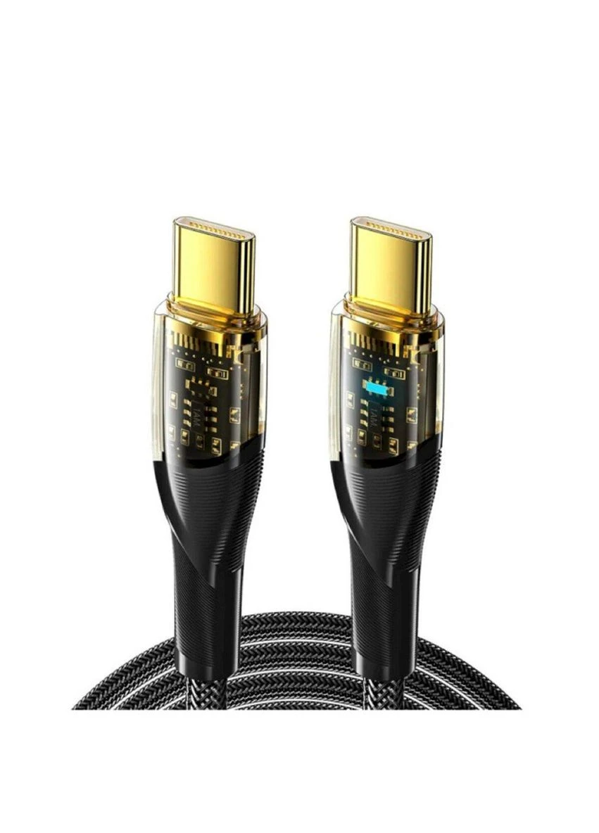 Кабель Interstellar Transparent Design USB Charging Cable Type C to Type C 100W 1m black Essager (298251386)