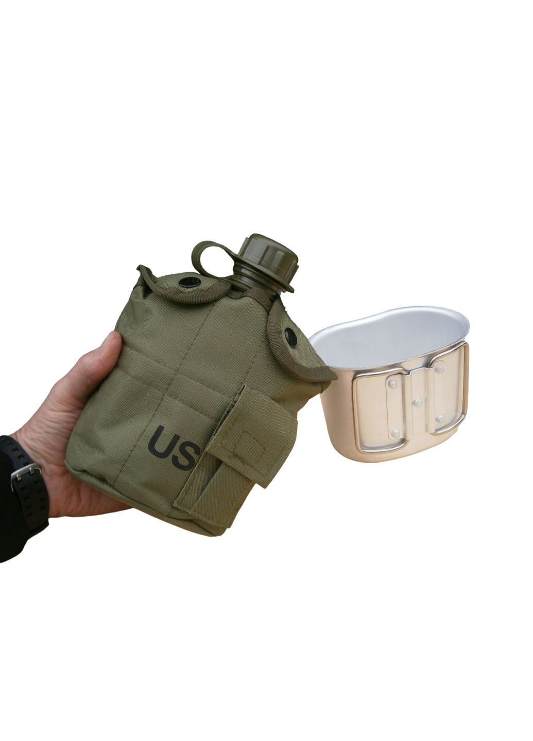 Фляга армійська "US Army bottle" 1 л пластикова з кружкою в чохлі. MiL-tec Німеччина. No Brand (302391804)
