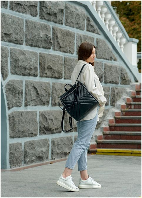 Рюкзак жіночий сумка трансформер із екошкіри з відділенням для ноутбука Trinity 0SS Чорний (270-890) Sambag (301871815)