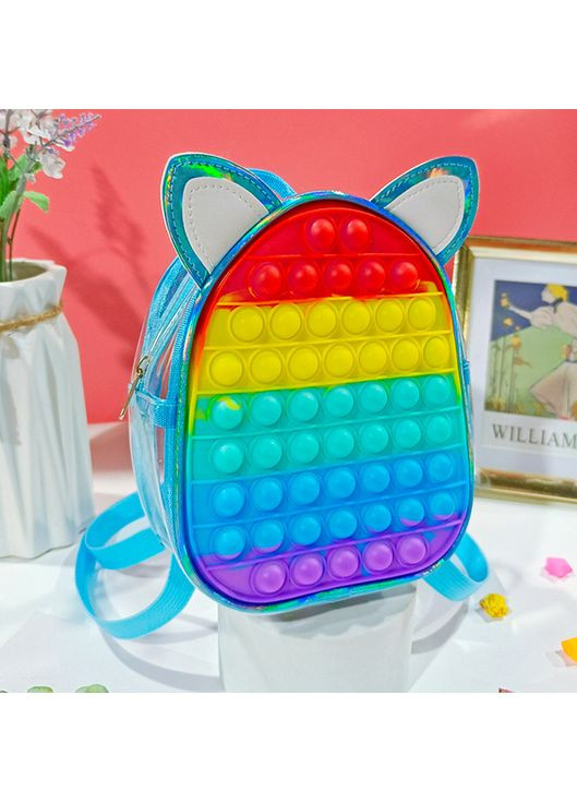 Мини рюкзак Поп Ит блестящий с голограммными вставками для детей голубой No Brand (351536596)