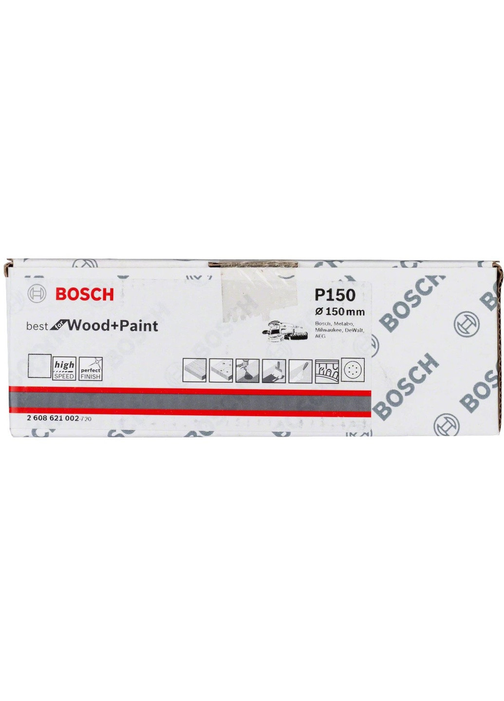 Шлифлист 2608621002 (150 мм, P150, 6 отверстий) шлифбумага шлифовальный диск (22197) Bosch (266816311)