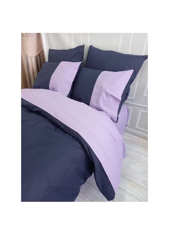 Постельное белье PREMIERE Темно-синее/Лавандовое настроение Ранфорс Евро на резинке MERISET (278255407)