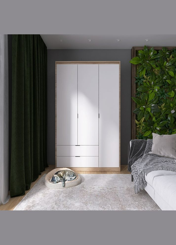 Шафа розпашна для одягу з висувними шухлядами (штанга - полиці) Сіті-1200 120,2х50х204,6 см (EVR-071126) Еверест (329296582)