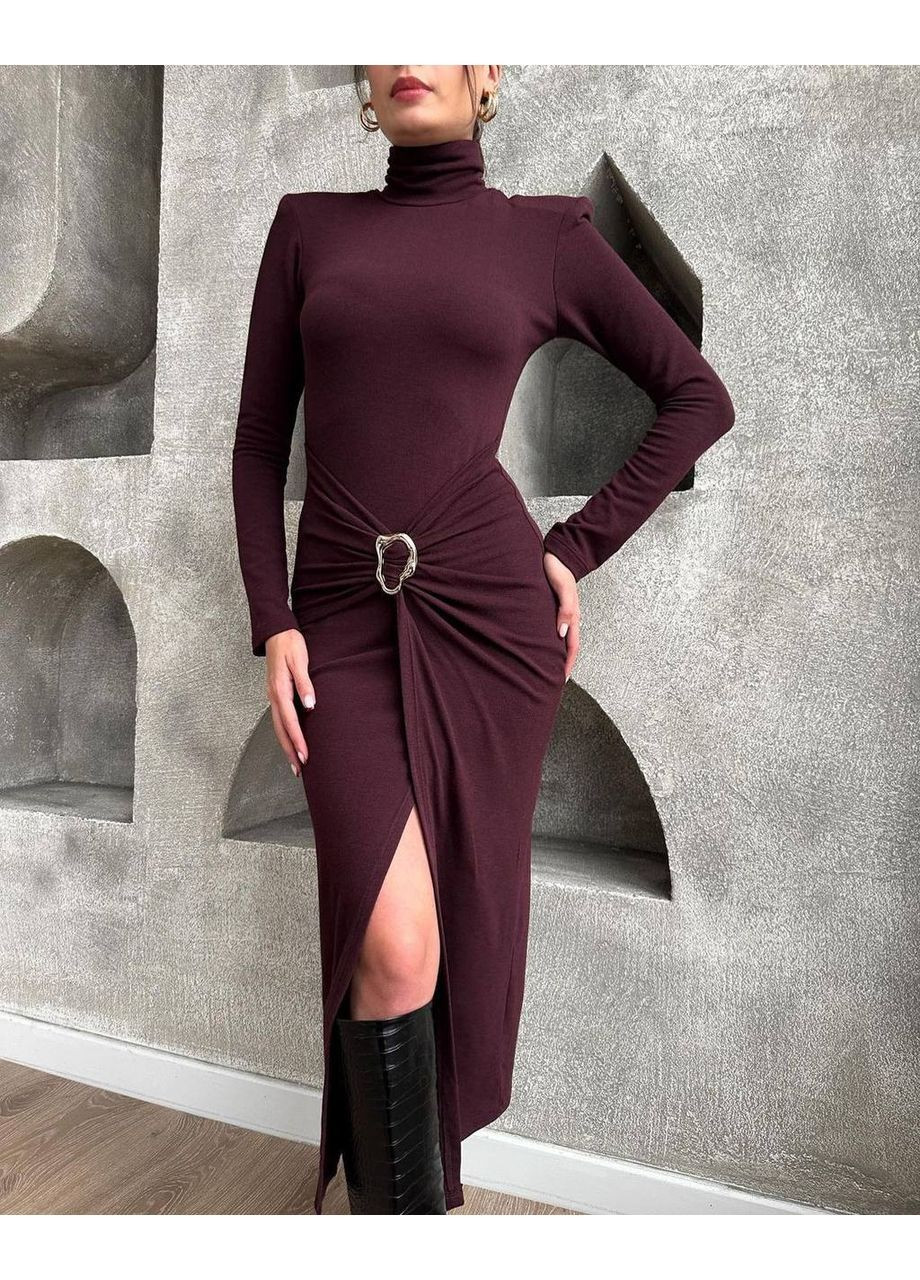 Бордова повсякденний, вечірня, ділова, кежуал жіноча сукня силуетна No Brand однотонна