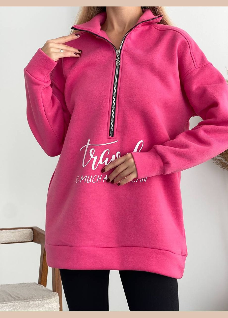 Малиновый женский свитшот на флисе с надписью Avanti надпись (317286785)