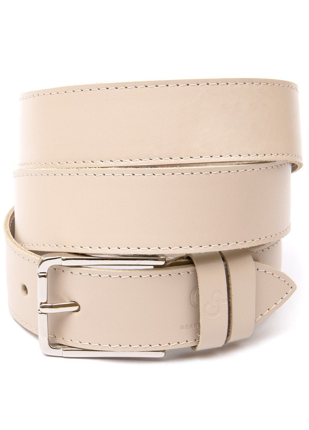 Кожаный ремень унисекс 11450 Бежевый Grande Pelle (292849790)