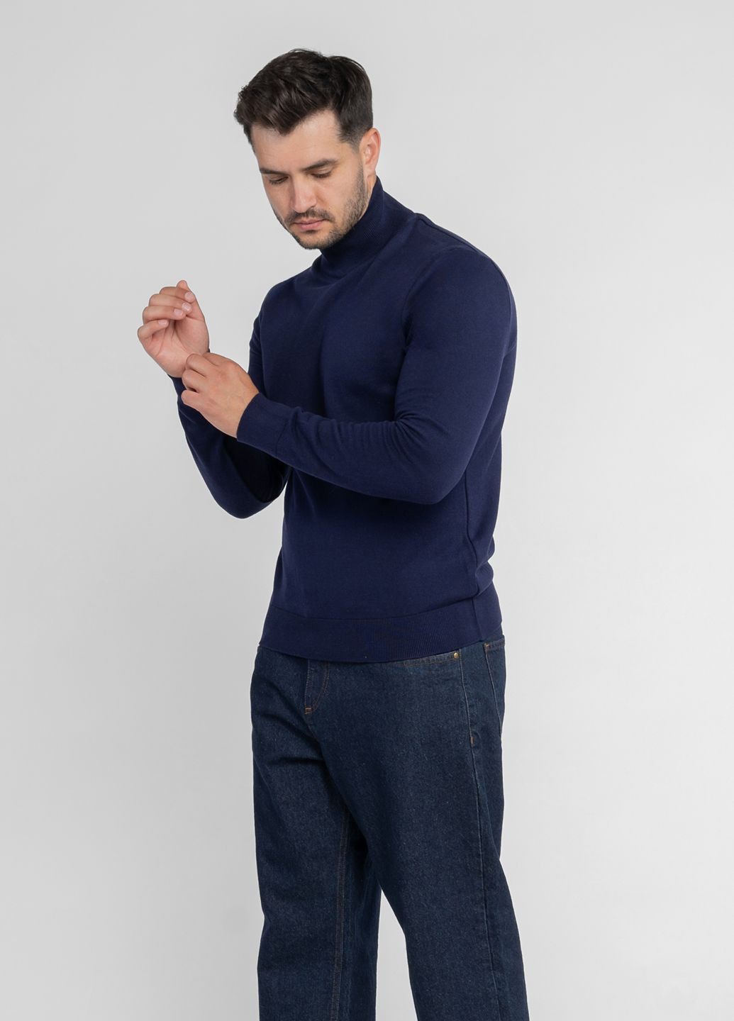 Синий зимний свитер мужской синий пуловер Arber T-neck AM