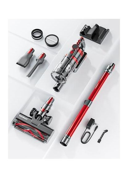 Вертикальний пилосос HOMPANY SmartVac 13 червоний бездротовий для дому No Brand (317405792)
