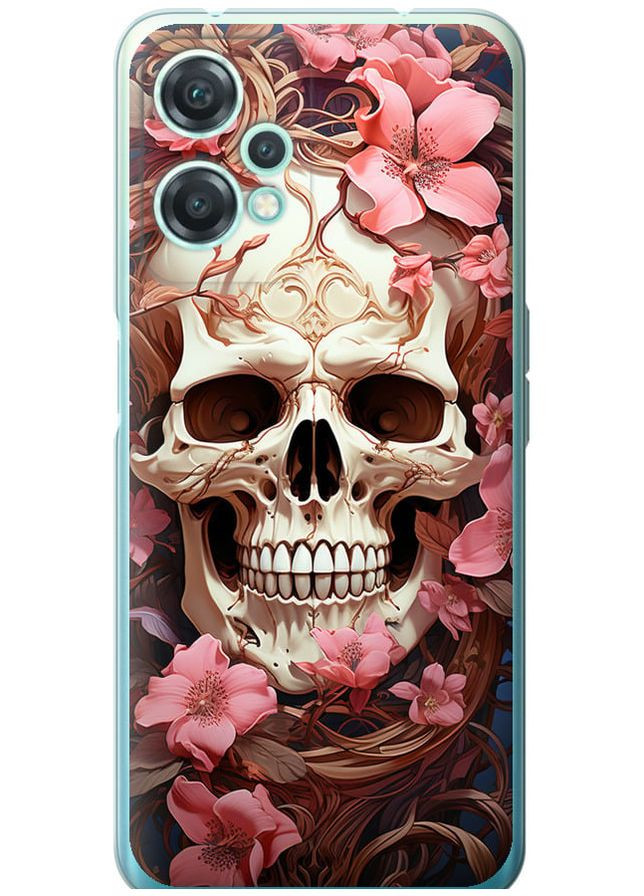 Силіконовий чохол 'Череп у рожевих квітах' для Endorphone OnePlus Nord CE 2 Lite (281474777)