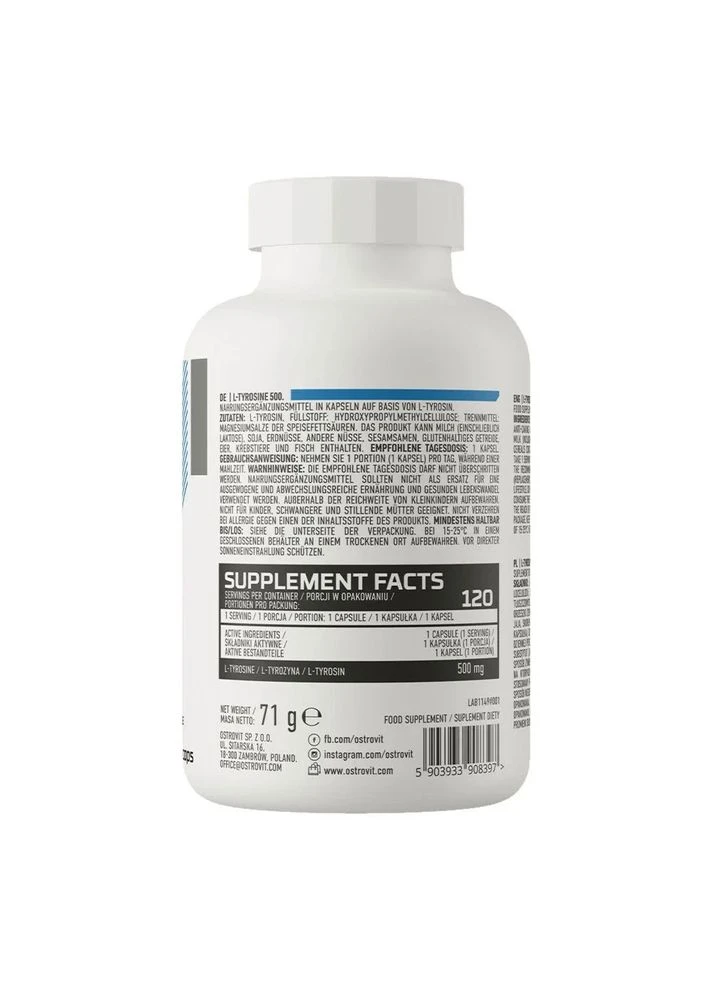 Л-Тирозин (-L-Tyrosine) 500 мг 120 капсул Ostrovit (366449076)