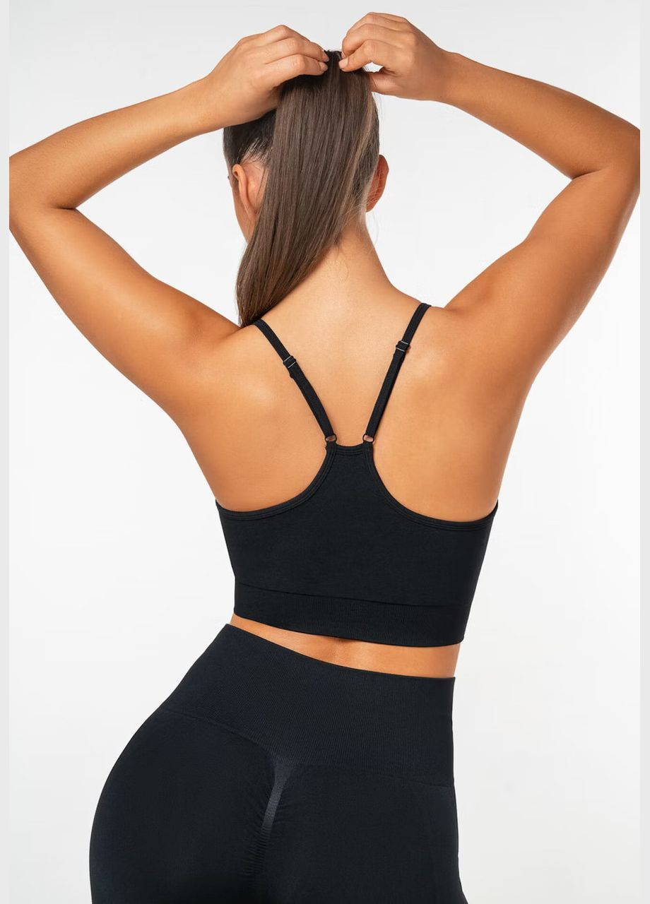 Топ для фитнеса и йоги с пуш-ап эффектом черного цвета, размер L Trends (330757825)