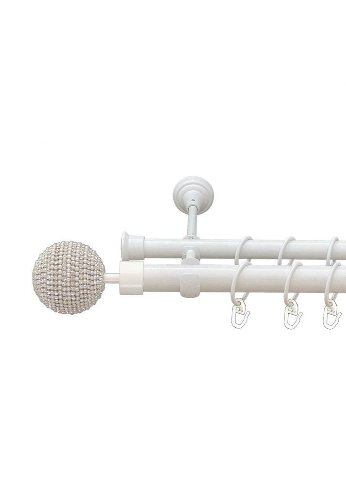 Карниз Карера металлический двухрядный открытый гладкая труба Арктис 25\19 мм 300 см (00-00010337) ORVIT (300284032)