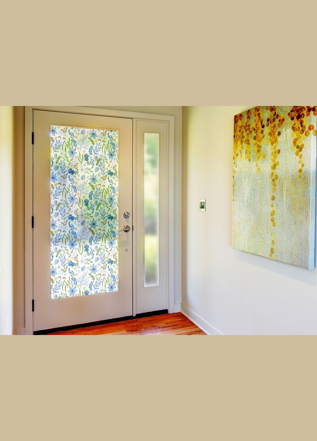 Декоративна матова плівка на вікна і дзеркала Блакитний цвіт на скло двері душову кабіну шафи купе 1 метр погонний Zatarga (332793241)