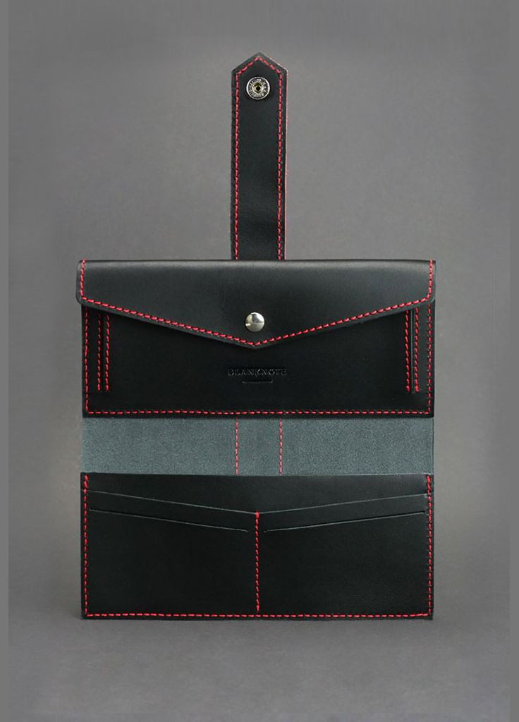 Шкіряне жіноче портмоне 3.0 чорне з червоним (A-026108) BlankNote (328444911)