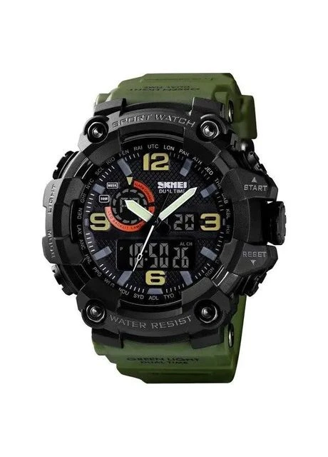 Годинник наручний чоловічий 1520AG ARMY GREEN, військовий чоловічий наручний годинник зелений. Колір: зелений Skmei (396801991)