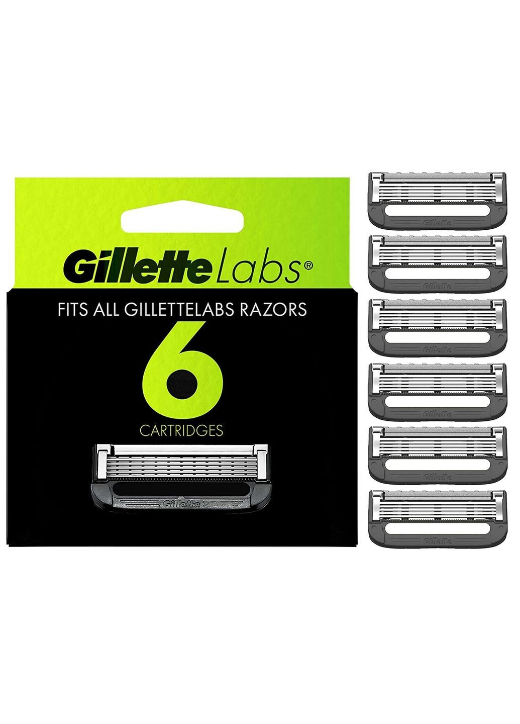 Сменные картриджи Labs с отшелушивающей полоской (6 шт) Gillette (278773591)