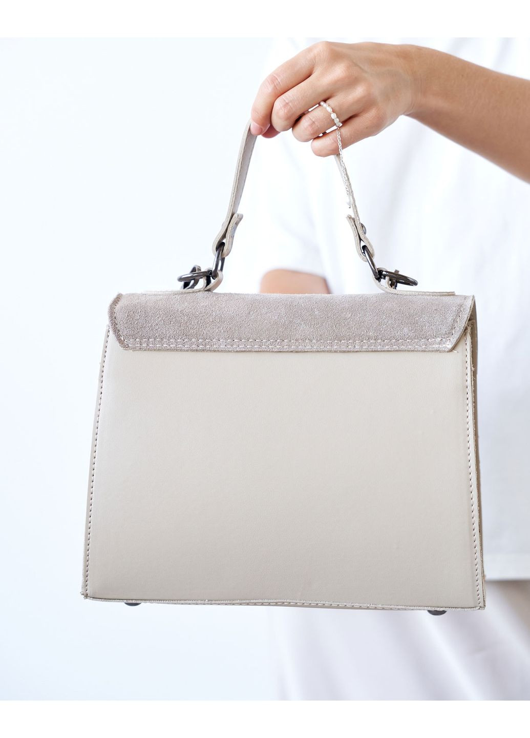 Сумка Габріель від бежева жіноча сумка з натуральної замші та екошкіри для повсякденного використання 1 відділення ProDobro (367264315)