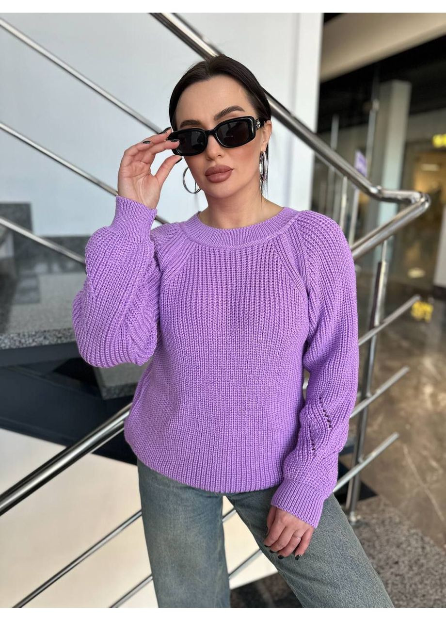 Бузковий демісезонний светр в'язаний теплий LeVi