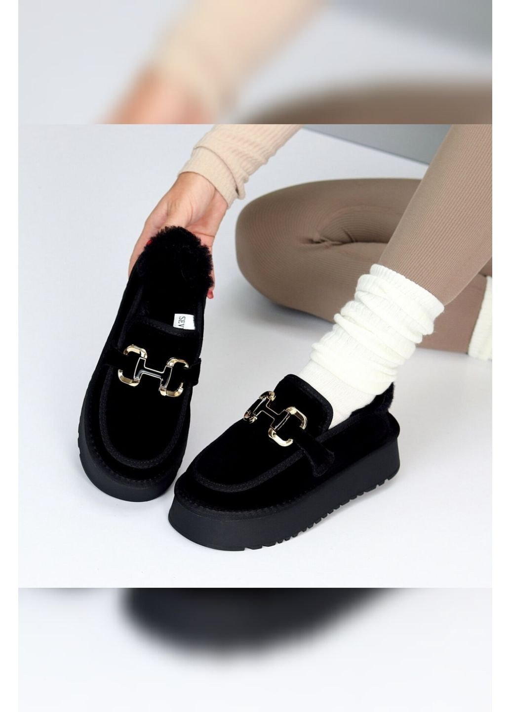 Жіночі уггі чорні з натуральної замші на платформі Seven Уггі (361055526)