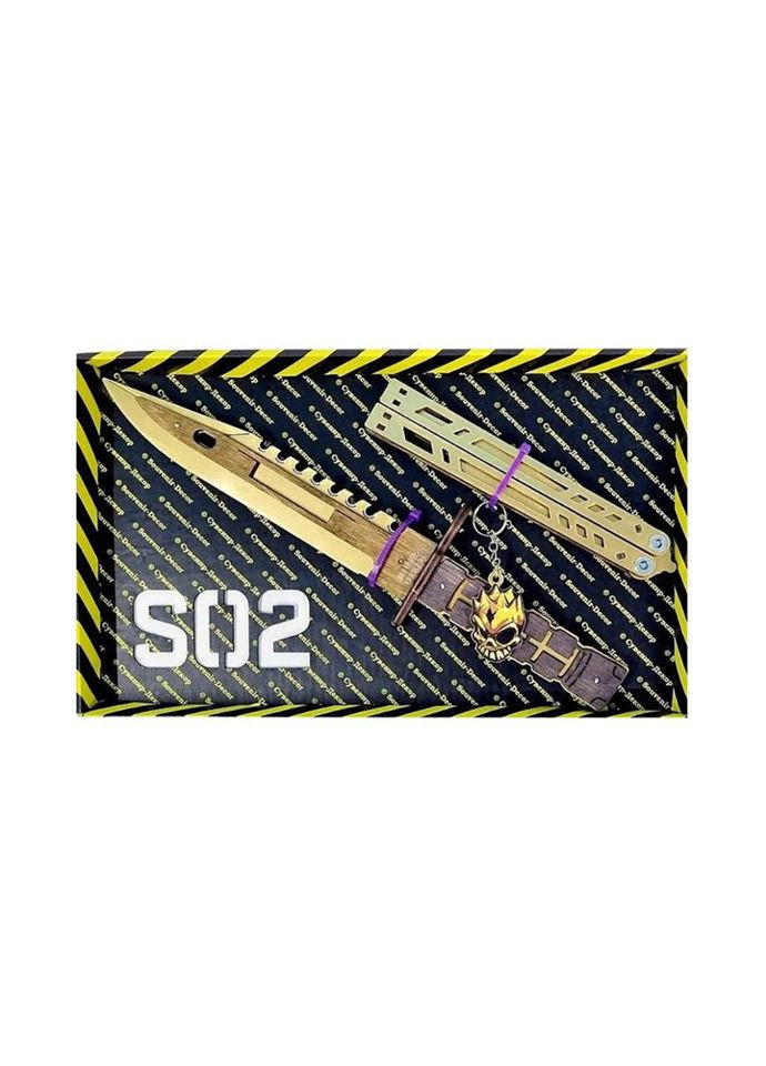 Набір ножів сувенірних дерев'яних SO-2 "МЕТЕЛЬ LEGASY & M-9 BAYONET GOLD" SO2-2-B Сувенір-Декор (307838177)