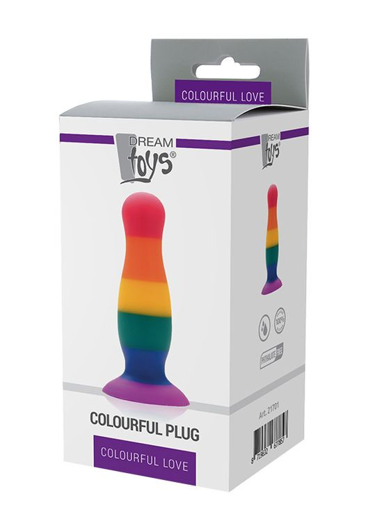 Райдужна анальна пробка COLOURFUL LOVE PLUG Dream Toys (306440145)