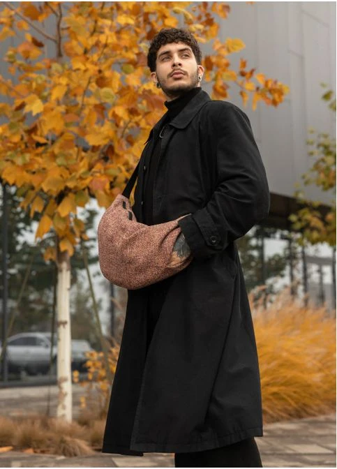 Мужская тканевая сумка Хобо Террактовая (723058428) Sambag (360965808)
