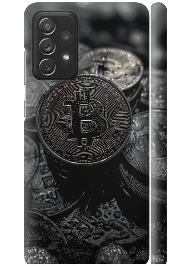 3D пластиковый матовый чехол 'Black Bitcoin' для Endorphone samsung galaxy a72 a725f (289531577)