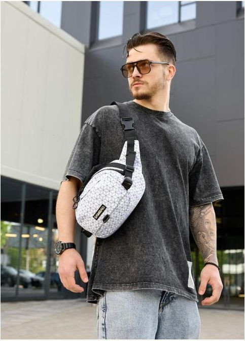 Сумка на пояс через плечо мужская текстильная Белый 35592 Sambag (334673933)