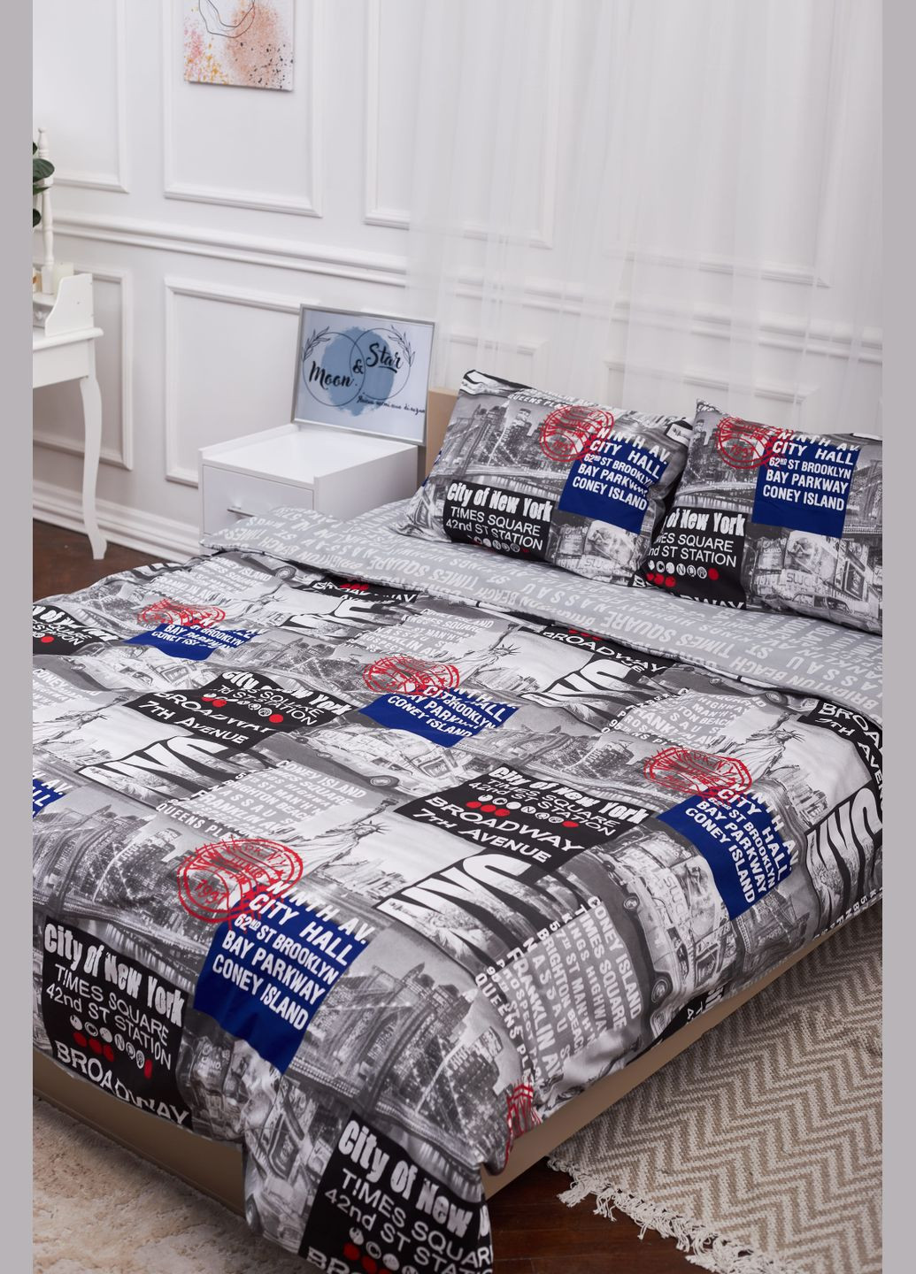 Комплект постільної білизни King Size 220x240 наволочки 4х50х70 Бязь Gold Люкс (MS-820001248) Moon&Star New York (285717610)