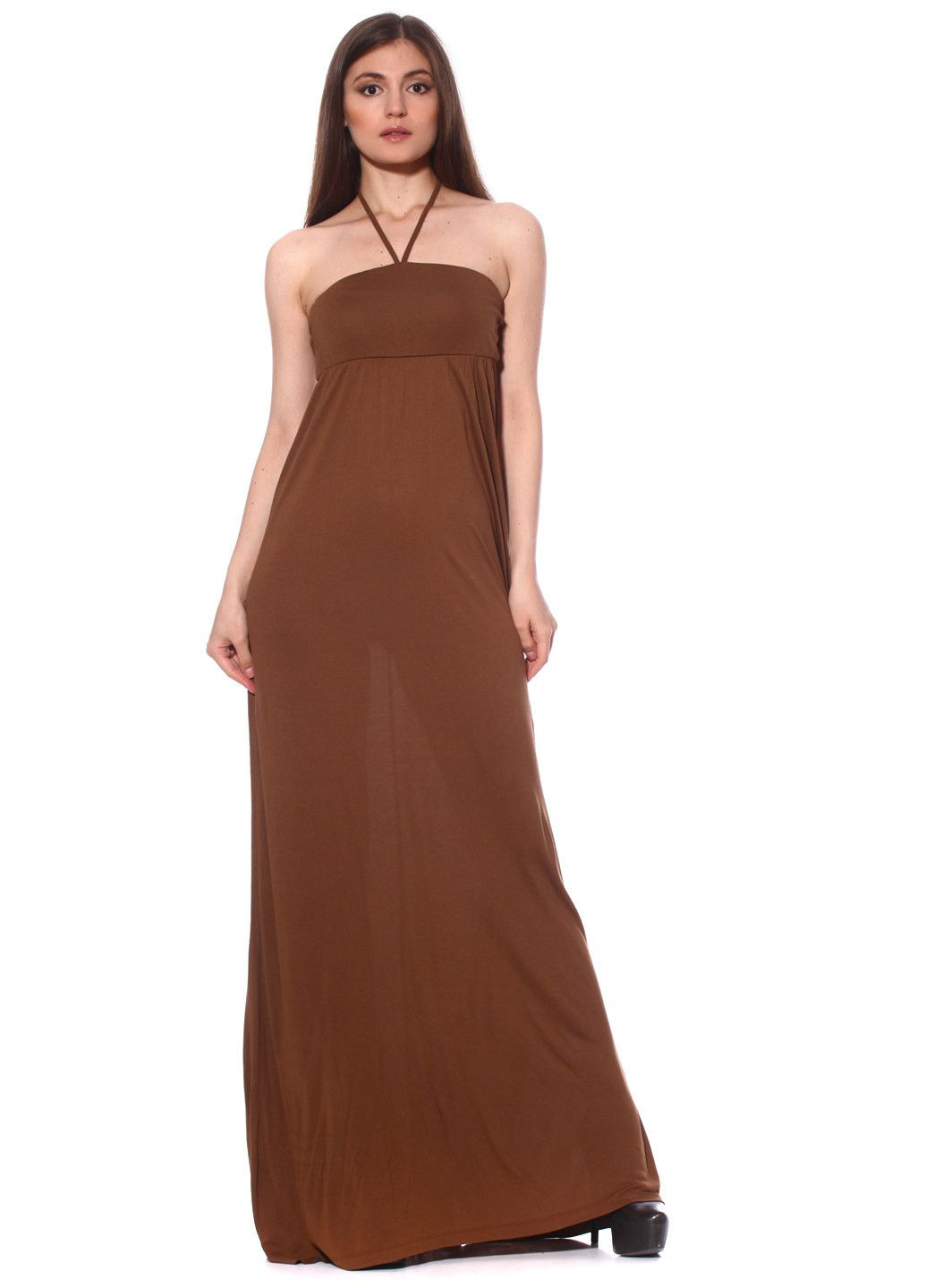 Коричневое повседневный платье розово-черный Pink Woman