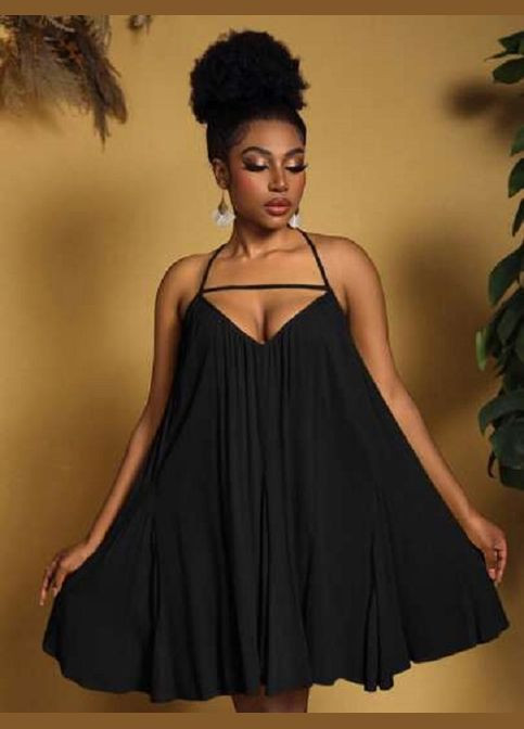 Чорна сукня-туніка весняно-літня SHEIN