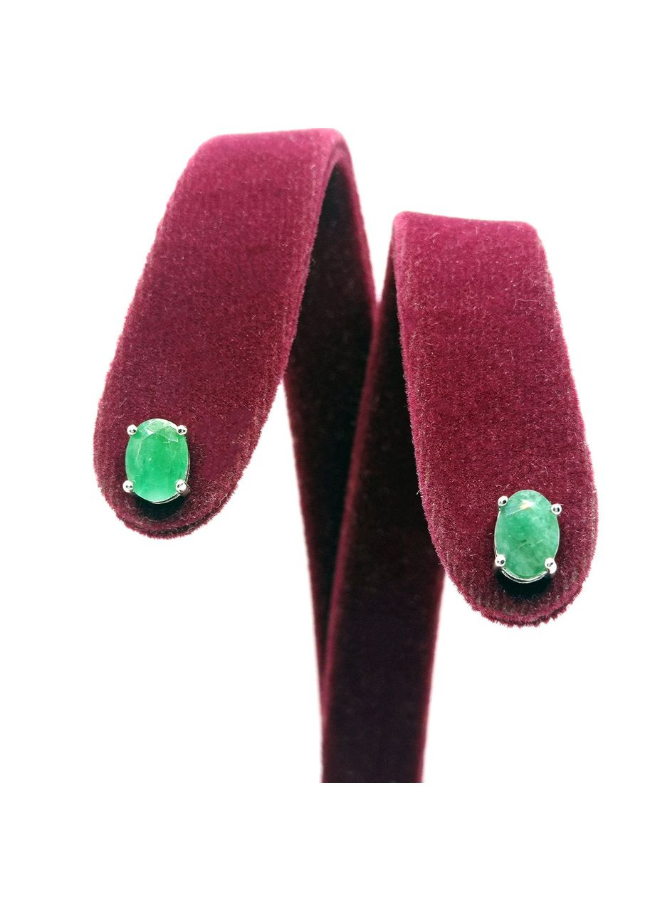 Серьги 'Овал' серебро 925° 1,84г. натуральные изумруды винтики (2139/1н) Elis-s (365874328)