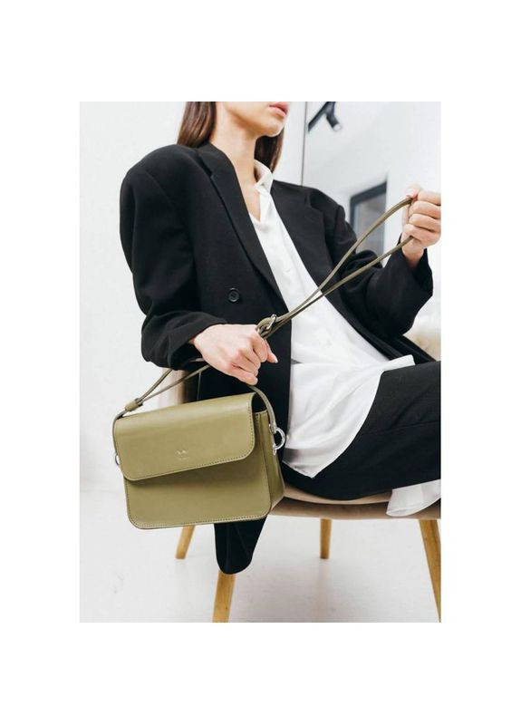 Женская кожаная мини сумка через плечо Moment оливковая The Wings (302008425)