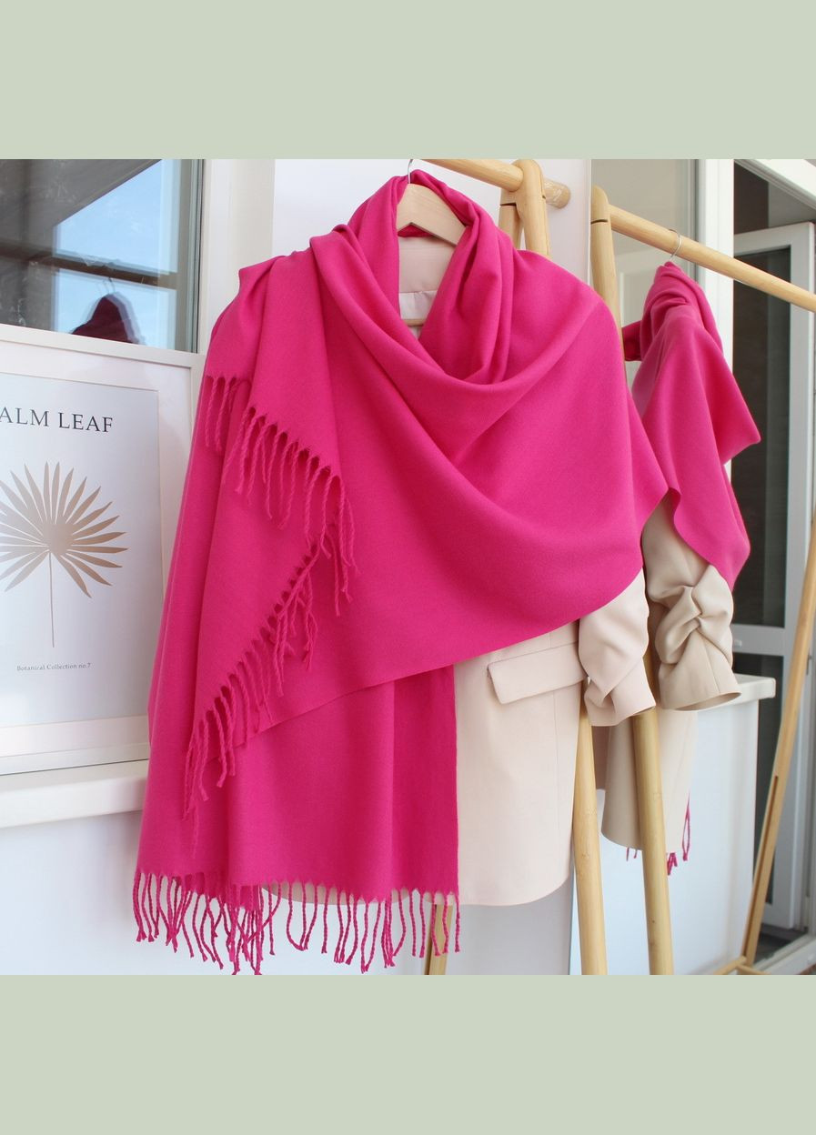 Кашеміровий однотонний шарф "Жасмін" фуксія 104031 Cashmere (329900186)