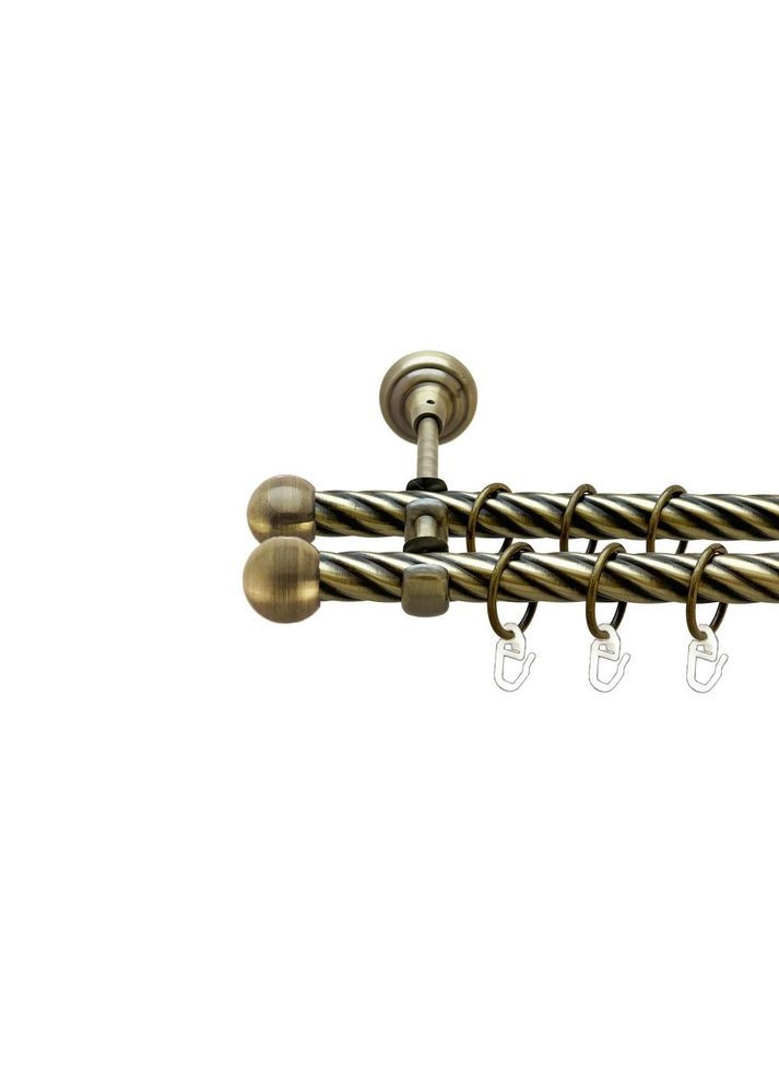 Карниз Шар Болонь металлический двухрядный открытая скрученная труба Антик 19\19 мм 160 см (00-00022213) ORVIT (300692752)